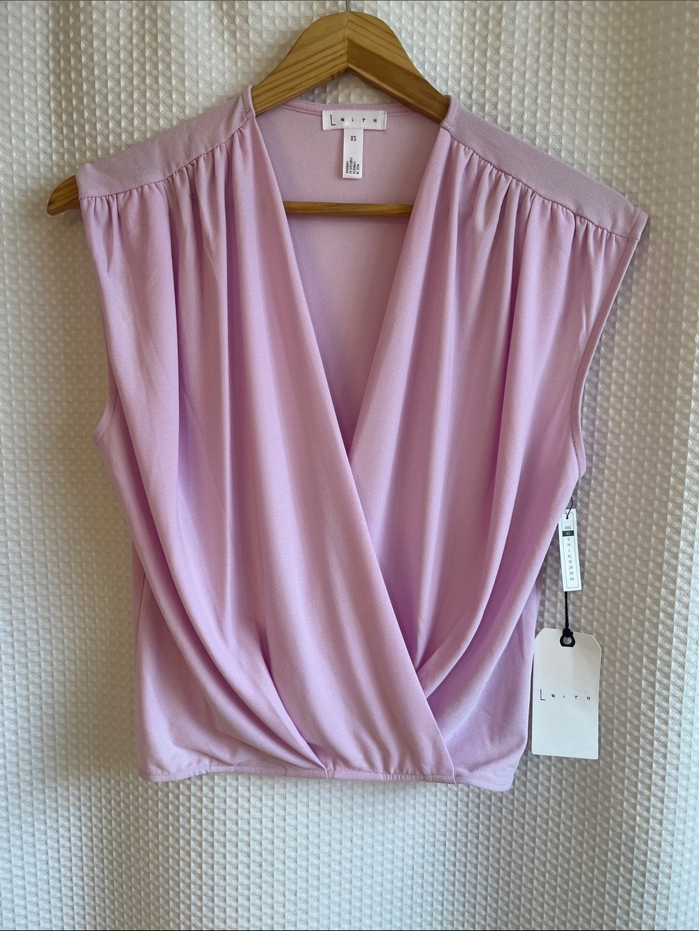 Leith Soft Lilac Sleeveless Wrap-Front Blouse-626-015